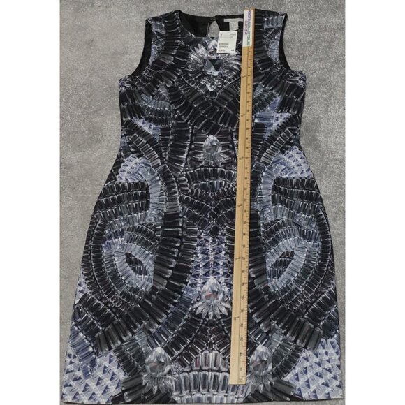 H&M Sheath Dress Women's Size 12 Black White Sleeveless Knee Length Open Back - Picture 7 of 9